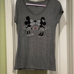 Disney Gray Mickey and Minnie Women's Top
